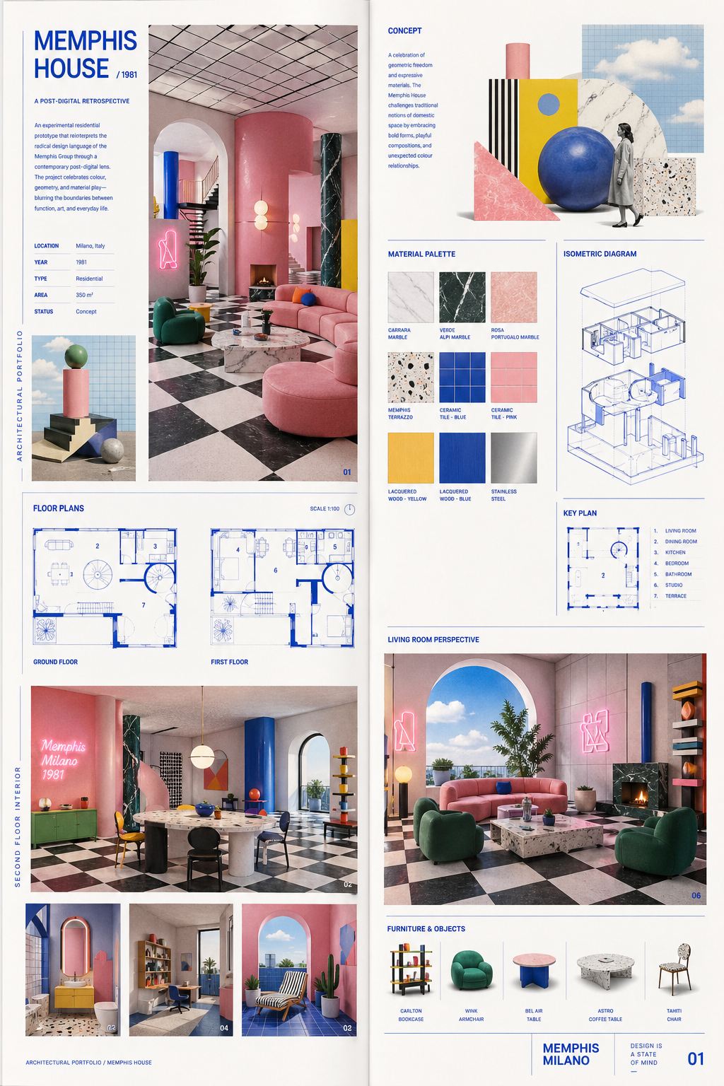 architectural presentation board AI image prompt example
