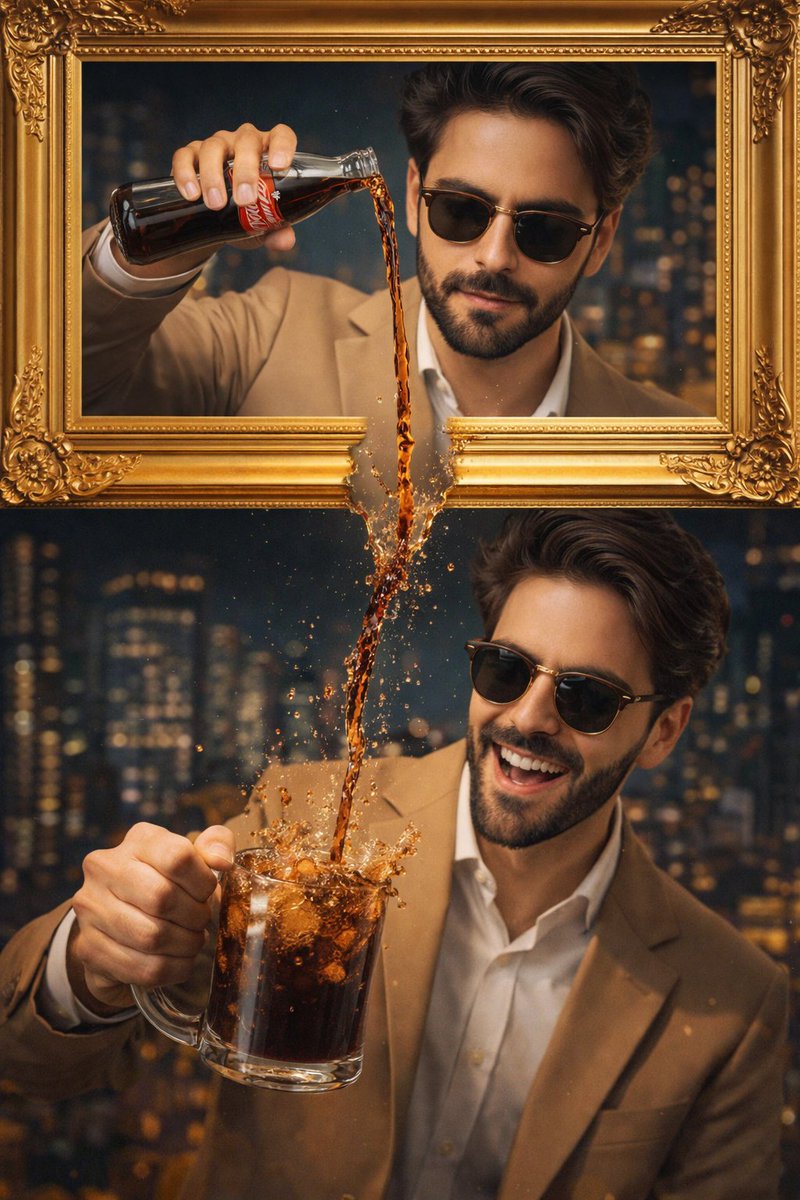Dual-frame Cola pour ad: GPT Image 2 prompt AI image prompt example