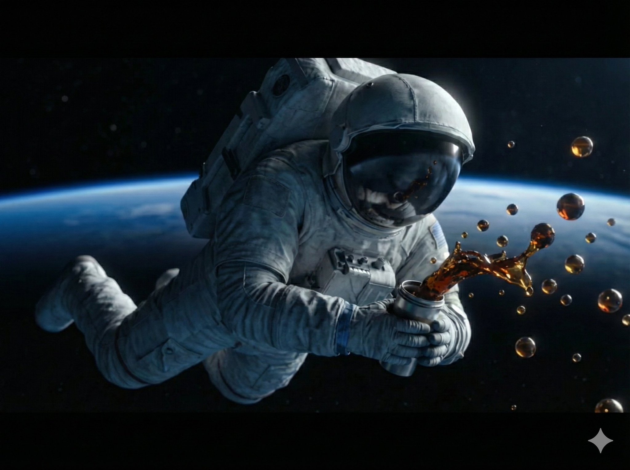 Astronaut spilling coffee scene: GPT Image 2 prompt AI image prompt example