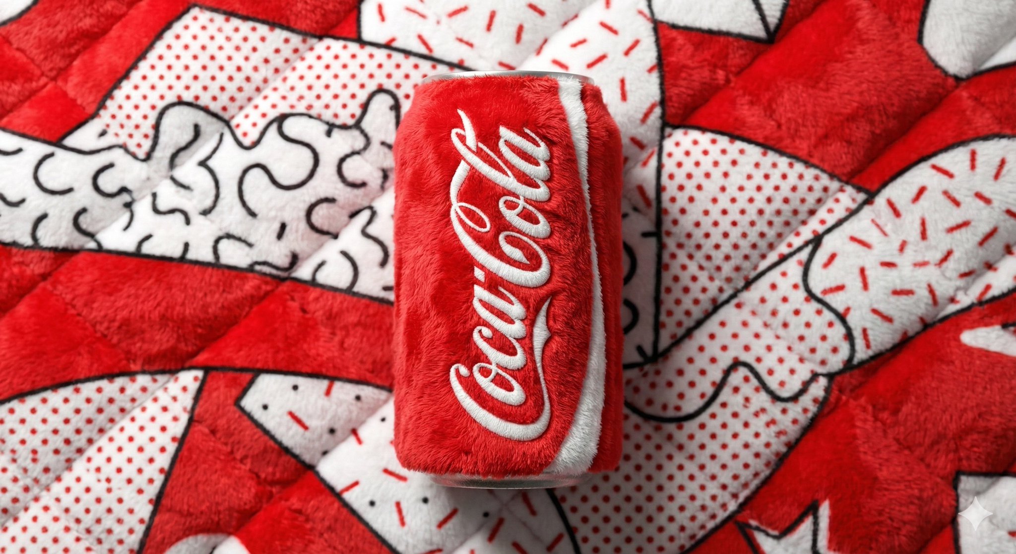 Plush fabric beverage can ad: GPT Image 2 prompt AI image prompt example