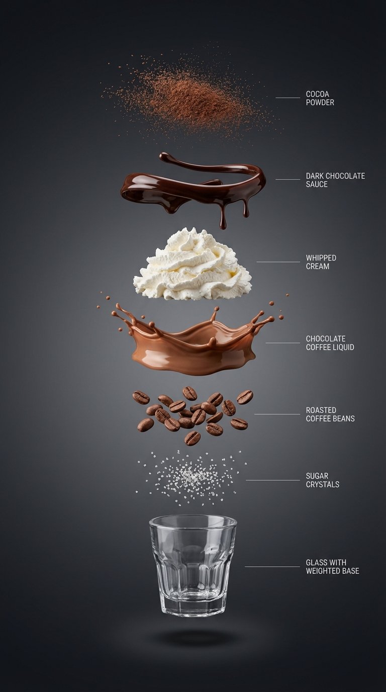 Chocolate coffee exploded shot: GPT Image 2 prompt AI image prompt example