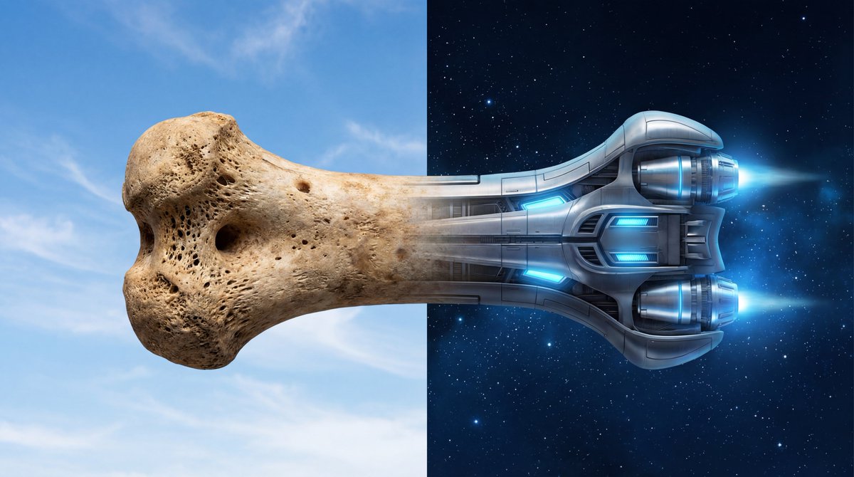 Bone-to-spaceship split scene: GPT Image 2 prompt AI image prompt example