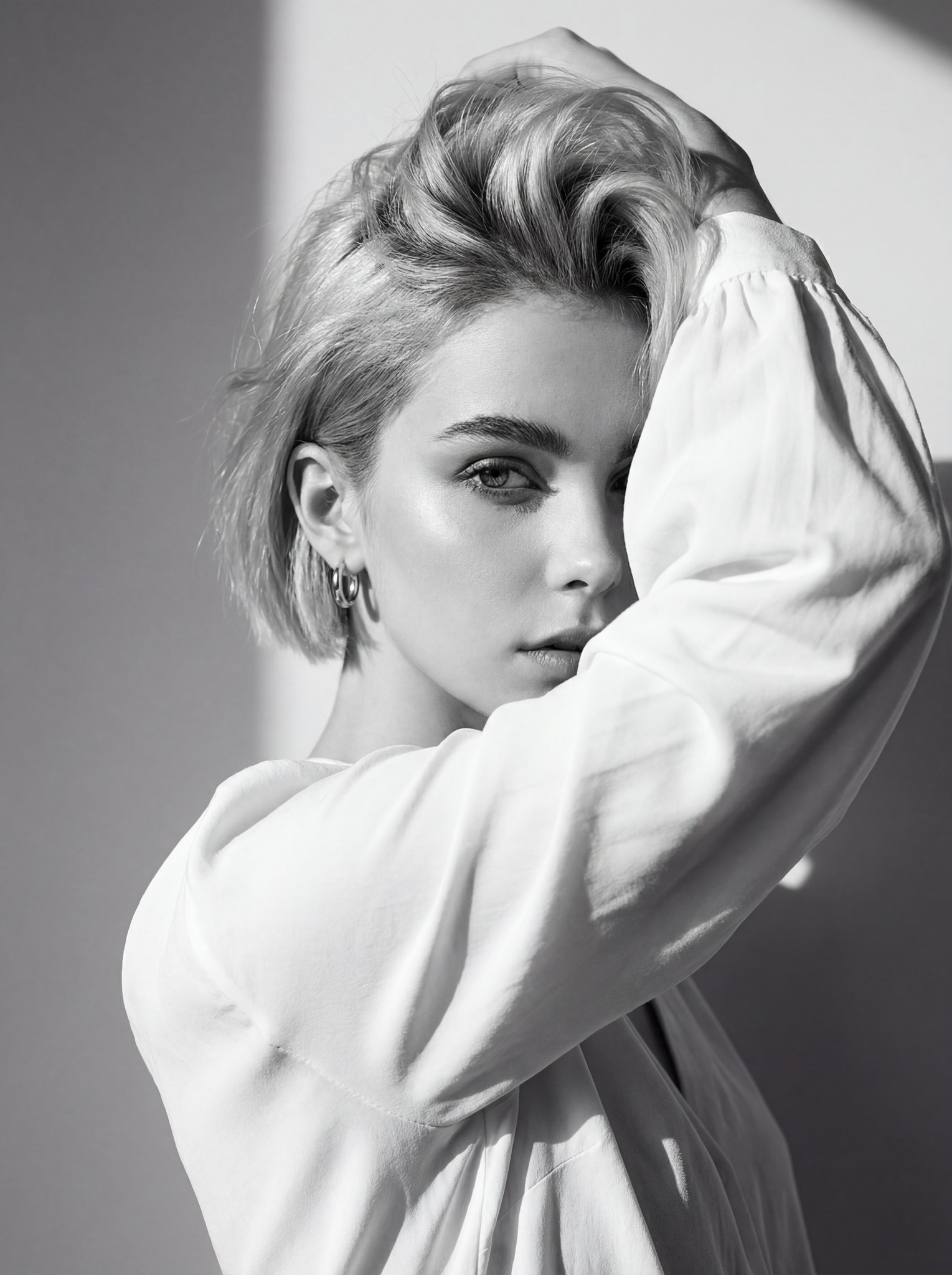 Monochrome high-fashion portrait: GPT Image 2 prompt AI image prompt example