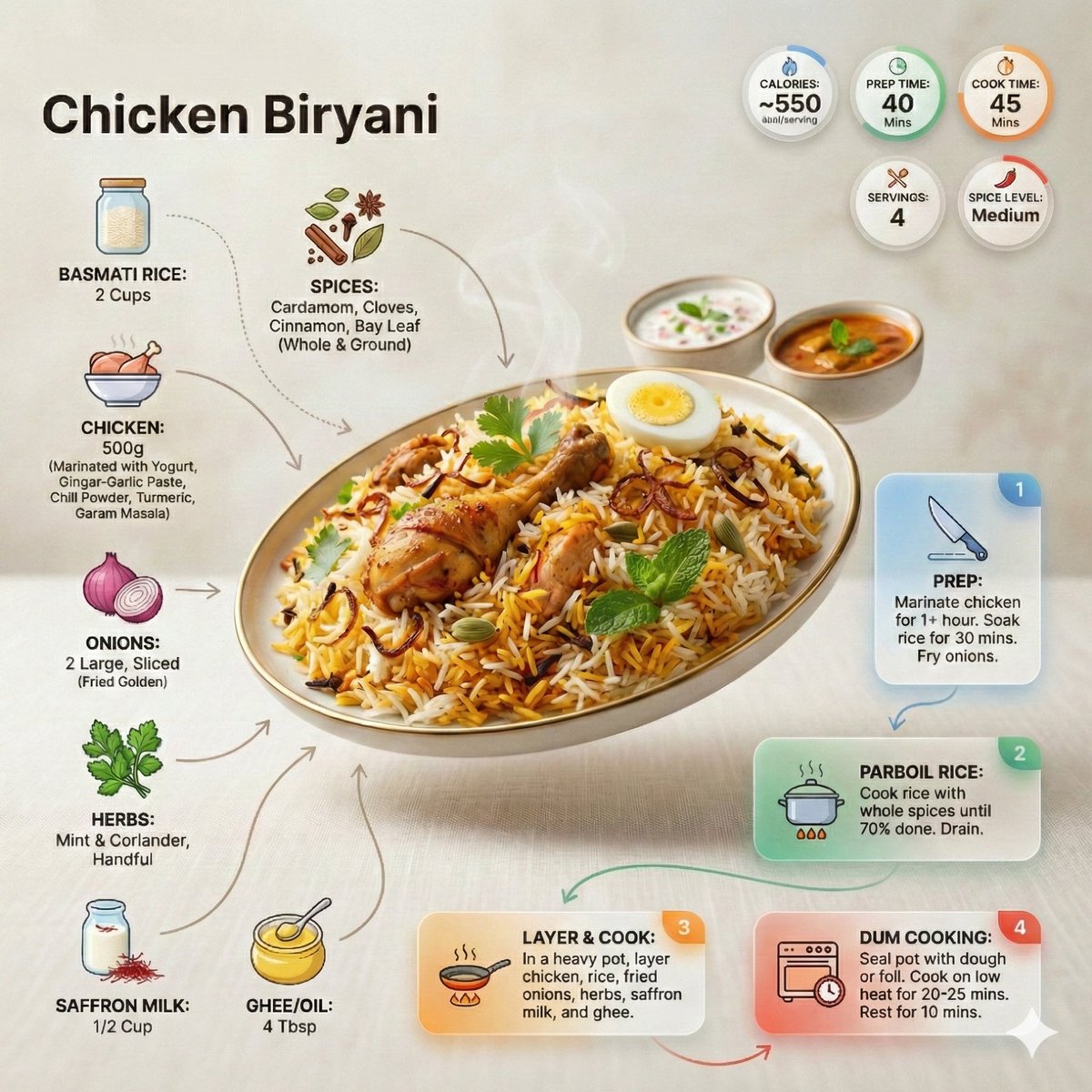 Biryani recipe infographic: GPT Image 2 prompt AI image prompt example