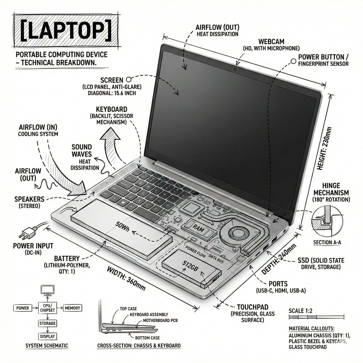 Laptop annotation infographic: GPT Image 2 prompt AI image prompt example