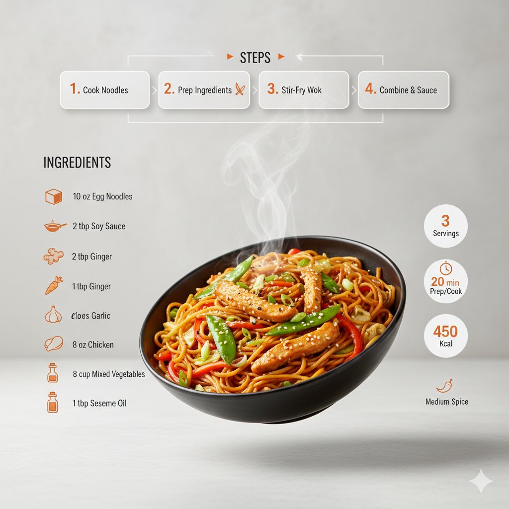 Chowmein recipe infographic: GPT Image 2 prompt AI image prompt example