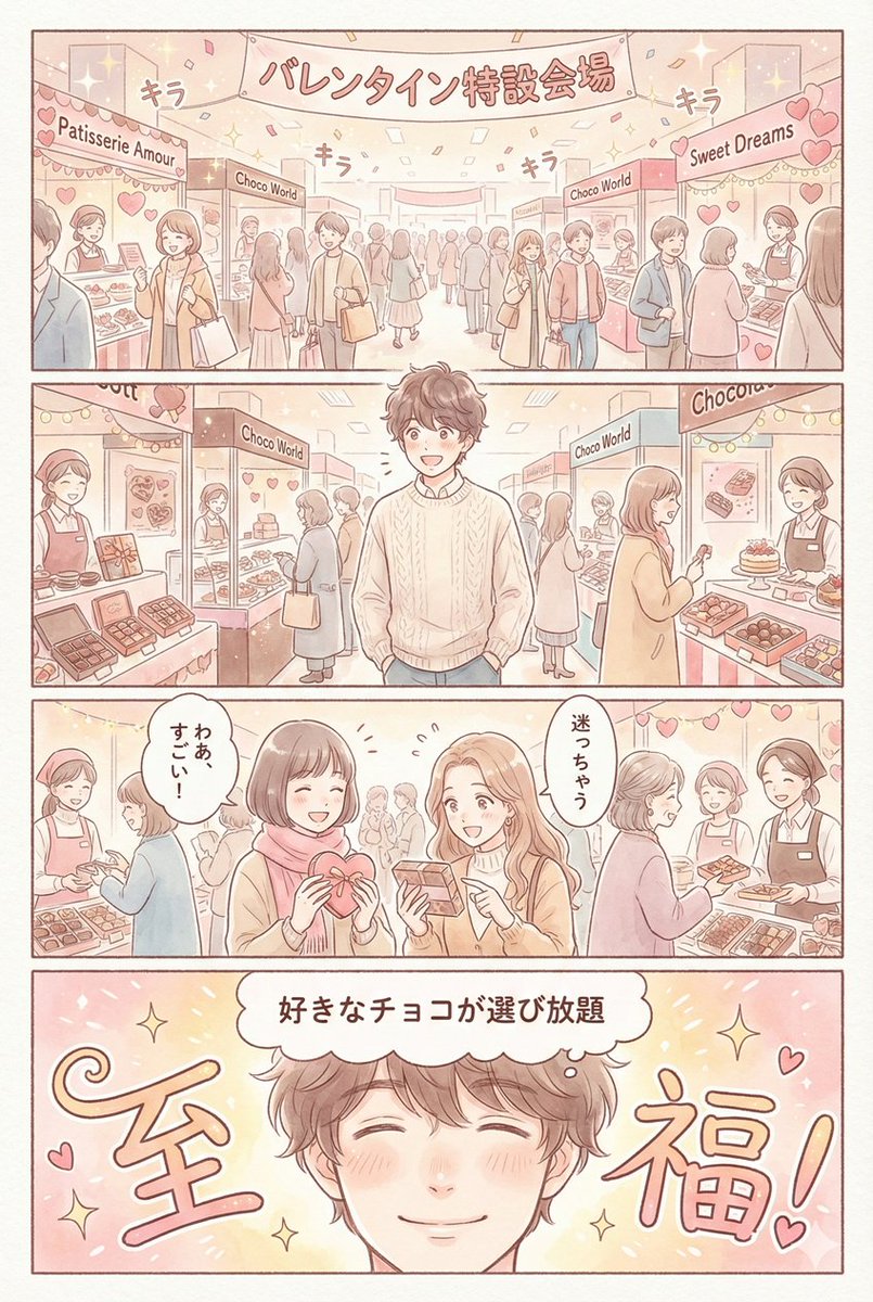 星光闪烁的情人节巧克力集市 AI image prompt example