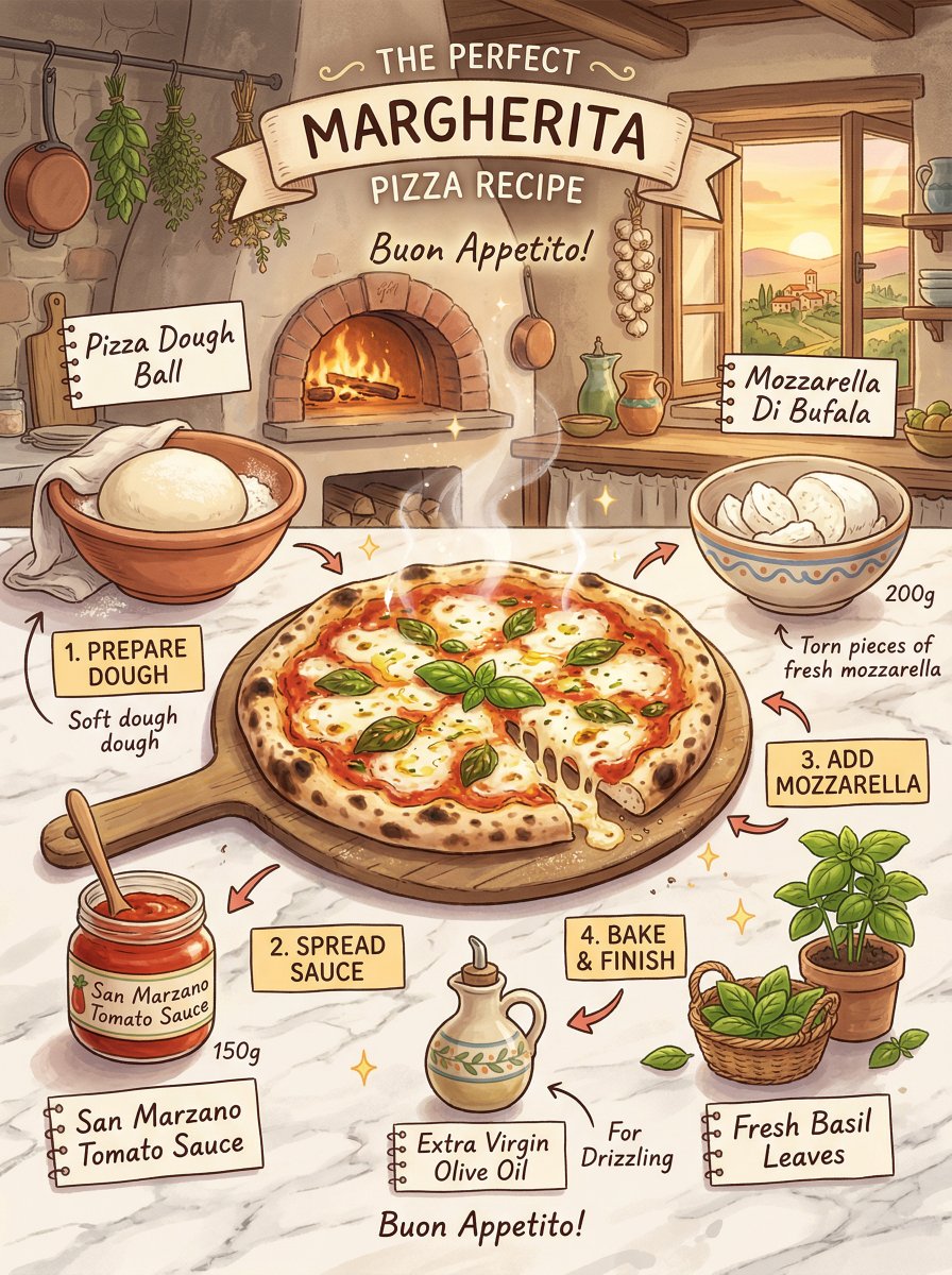 Ghibli pizza recipe infographic: GPT Image 2 prompt AI image prompt example