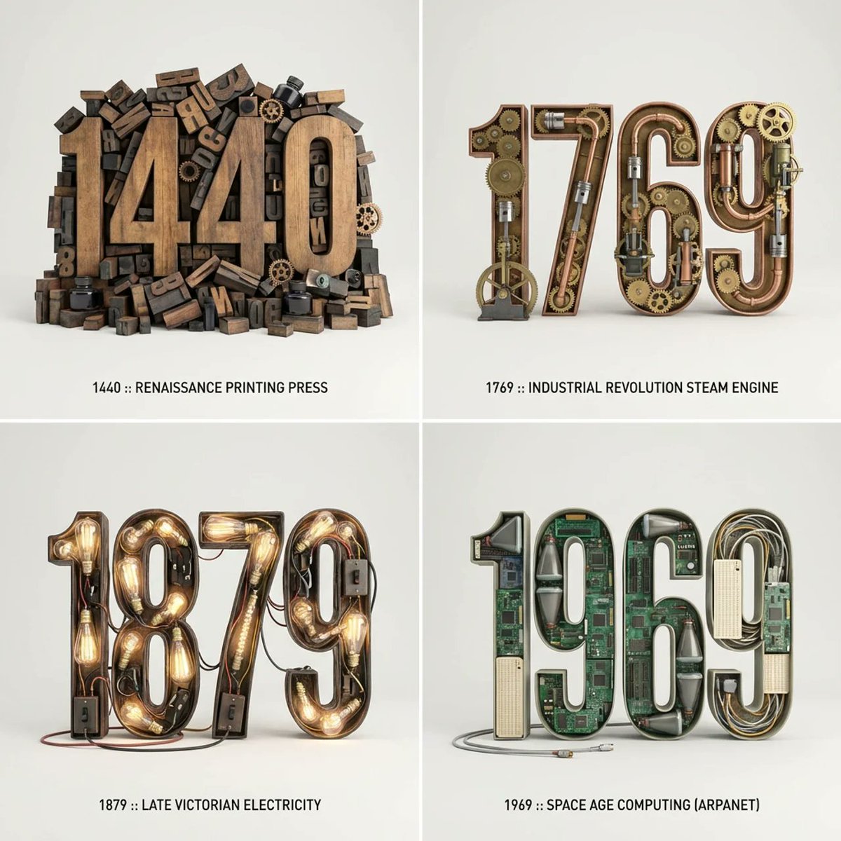2x2 era typography grid: GPT Image 2 prompt AI image prompt example