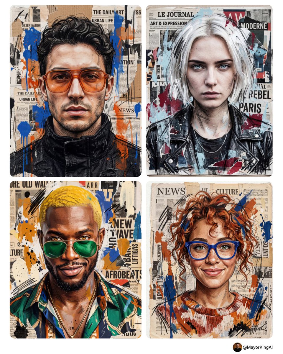 Mixed-media torn collage portrait: GPT Image 2 prompt AI image prompt example