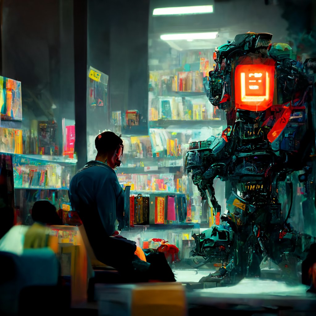 赛博朋克机器人邂逅 AI image prompt example