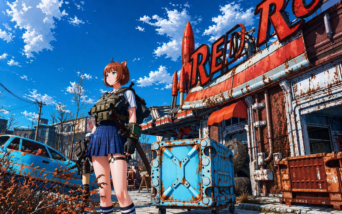 末日废土风战术动漫少女 AI image prompt example