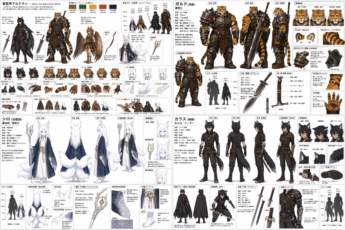 四象限 RPG 角色设计表 AI image prompt example