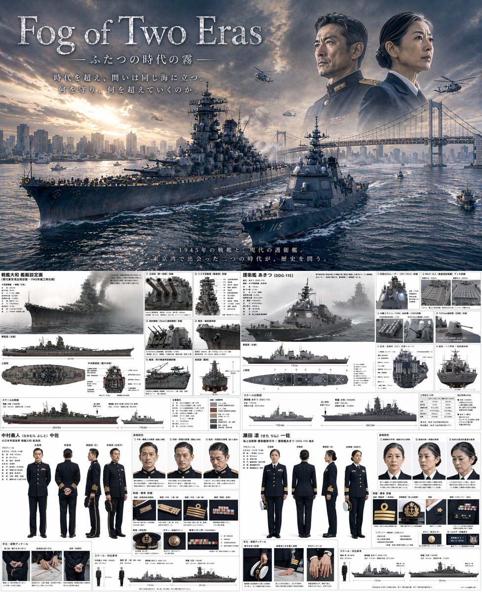 双时代海军题材海报与规格说明书 AI image prompt example