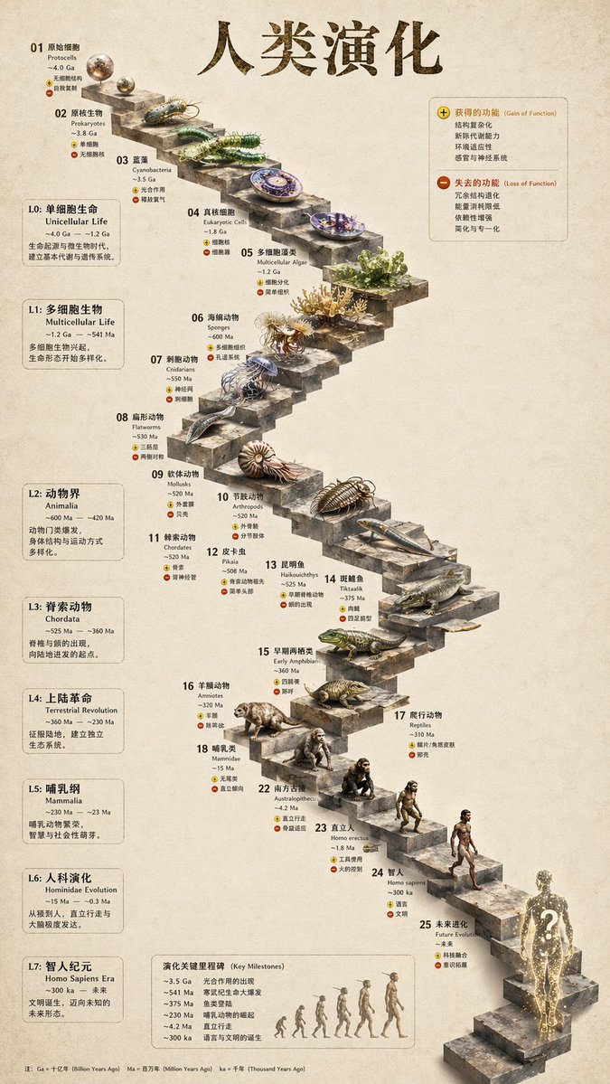 3D Stone Staircase Evolution Infographic AI image prompt example