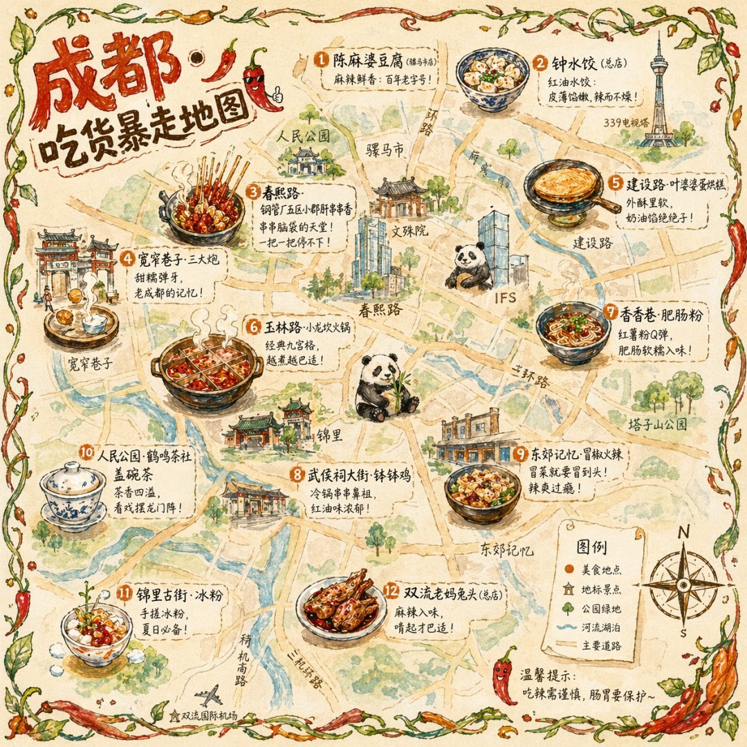 Illustrated City Food Map AI image prompt example