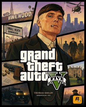 GTA V 风格跨界封面艺术 AI image prompt example