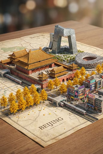 城市微缩景观地图 AI image prompt example