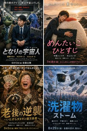 4-Panel Parody Movie Poster Grid AI image prompt example
