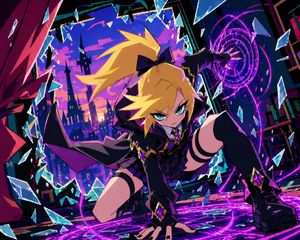 Dynamic Anime Magic Action Scene AI image prompt example