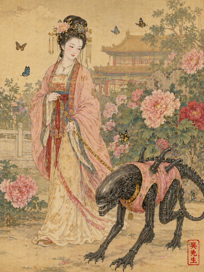 千手观音化身打工人 AI image prompt example