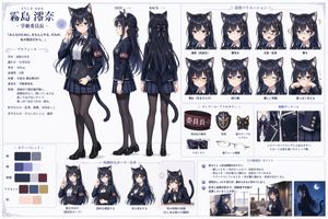 猫耳学生会役員キャラクター設定資料集 AI image prompt example