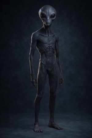 深谷中的写实外星人 AI image prompt example
