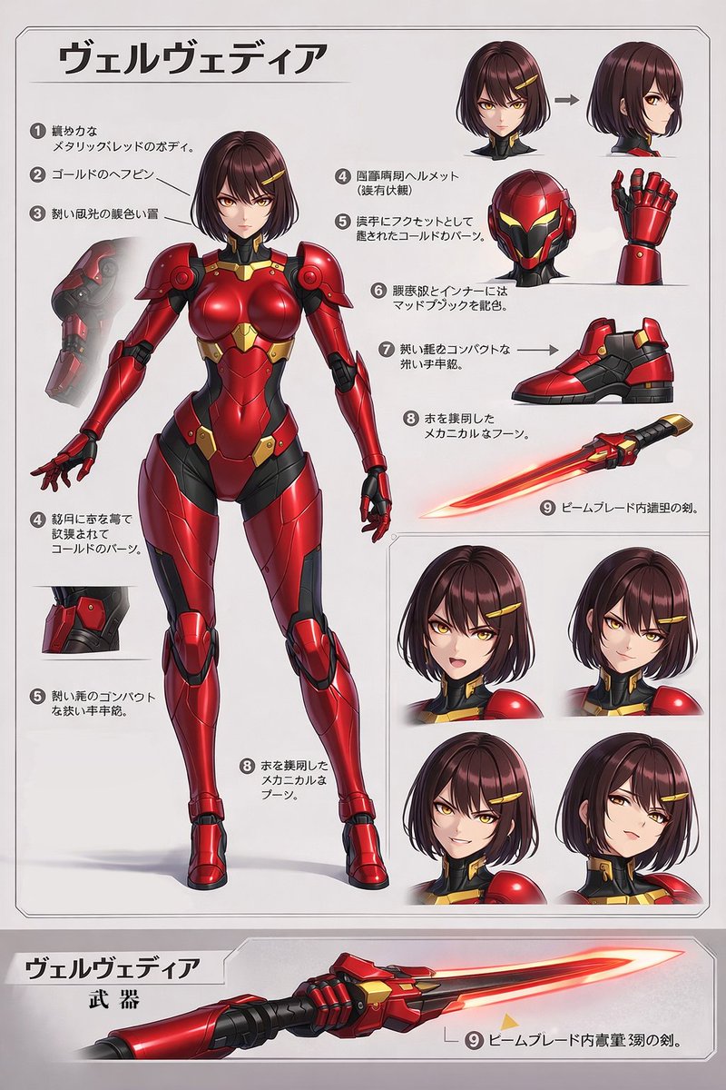 Velvedia Character Reference Sheet AI image prompt example