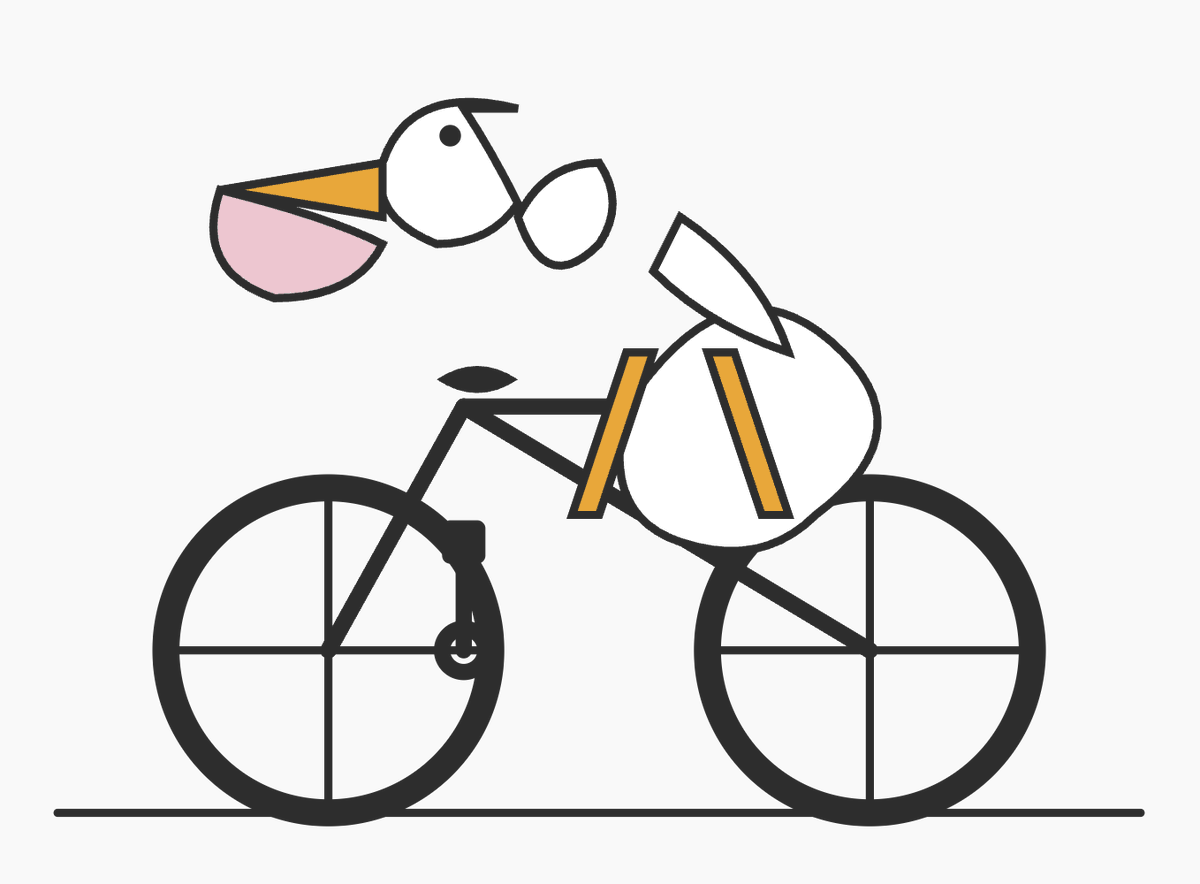 Geometric Bird Riding Bicycle AI image prompt example