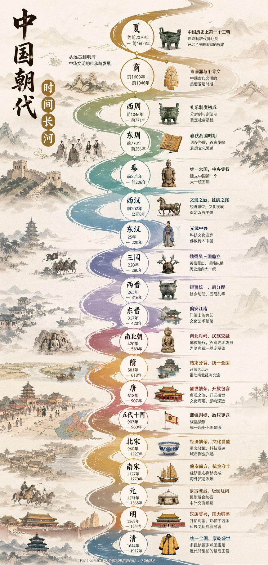 中国朝代信息图 AI image prompt example