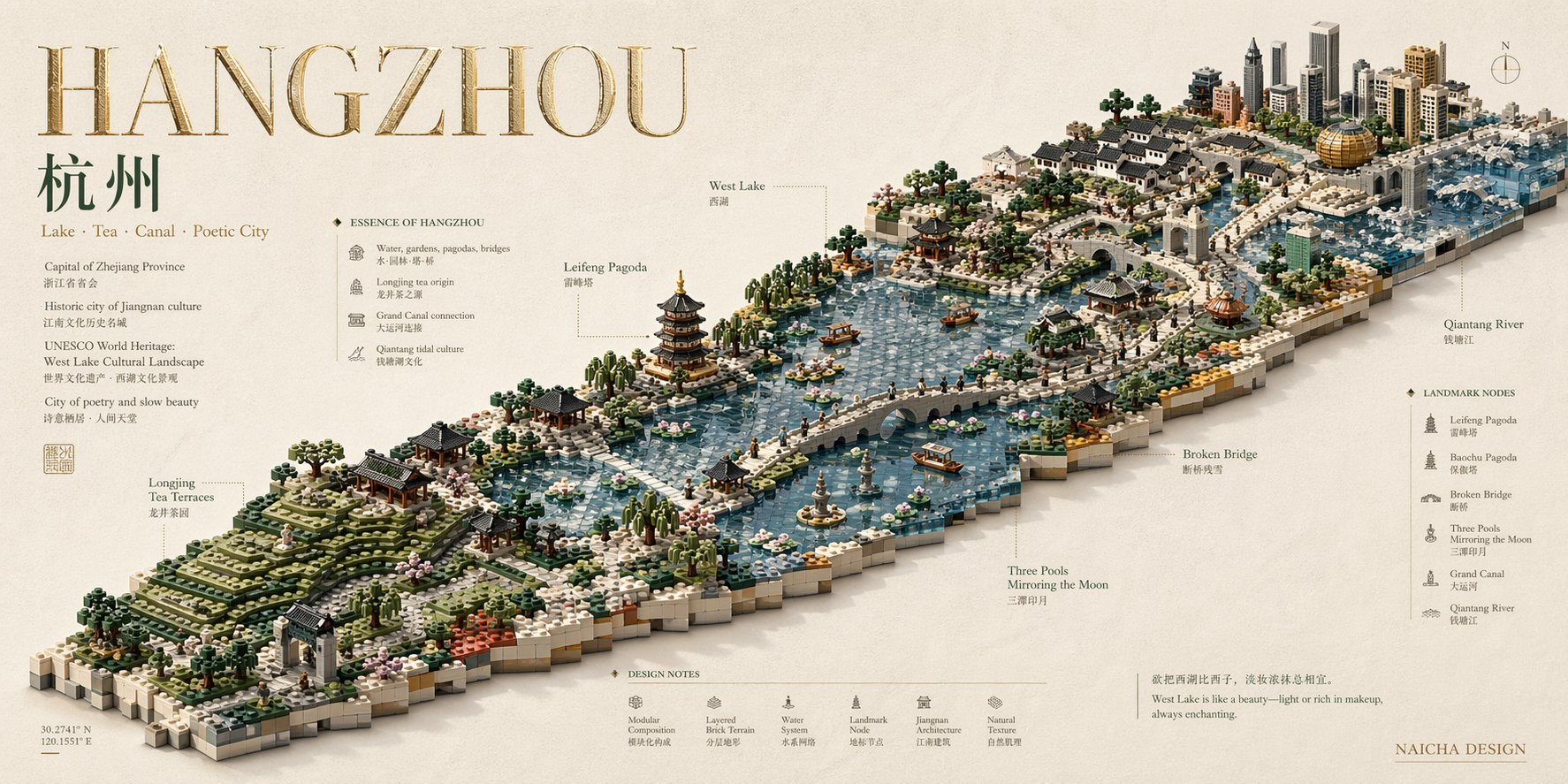 乐高版本，城市海报提示词来了 AI image prompt example