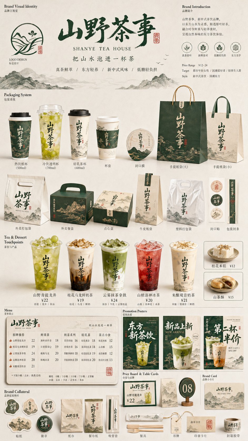 餐饮品牌全套VI设计 AI image prompt example