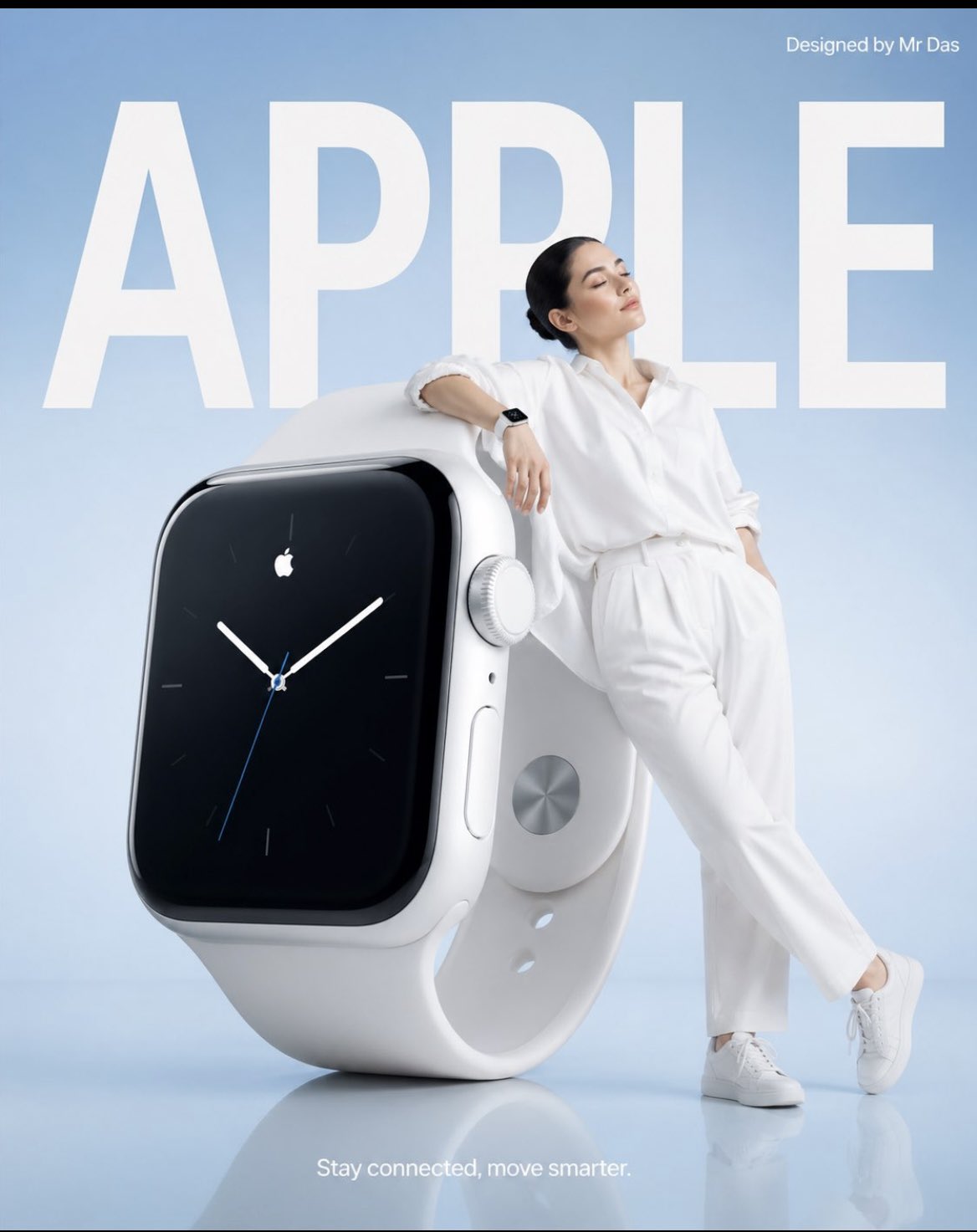 Minimalist Ad with Oversized Smartwatch AI image prompt example