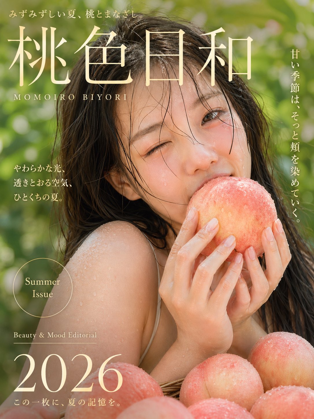 Japanese peach magazine cover: GPT Image 2 prompt AI image prompt example