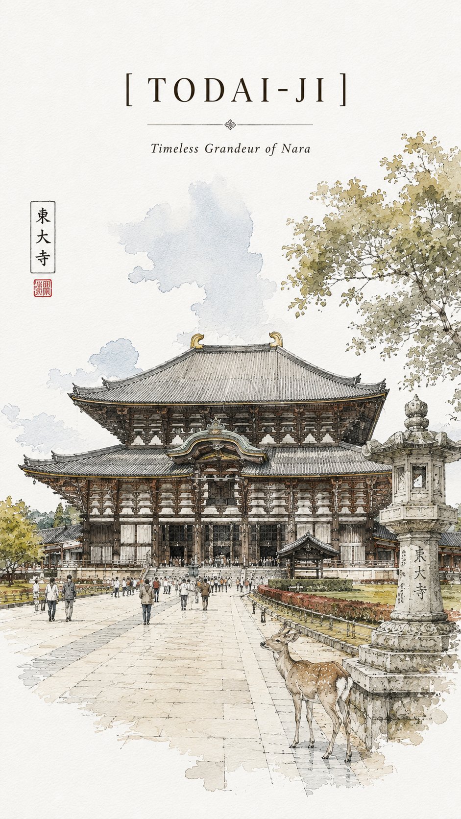 Kinkaku-ji watercolor travel sketch poster: GPT Image 2 prompt AI image prompt example