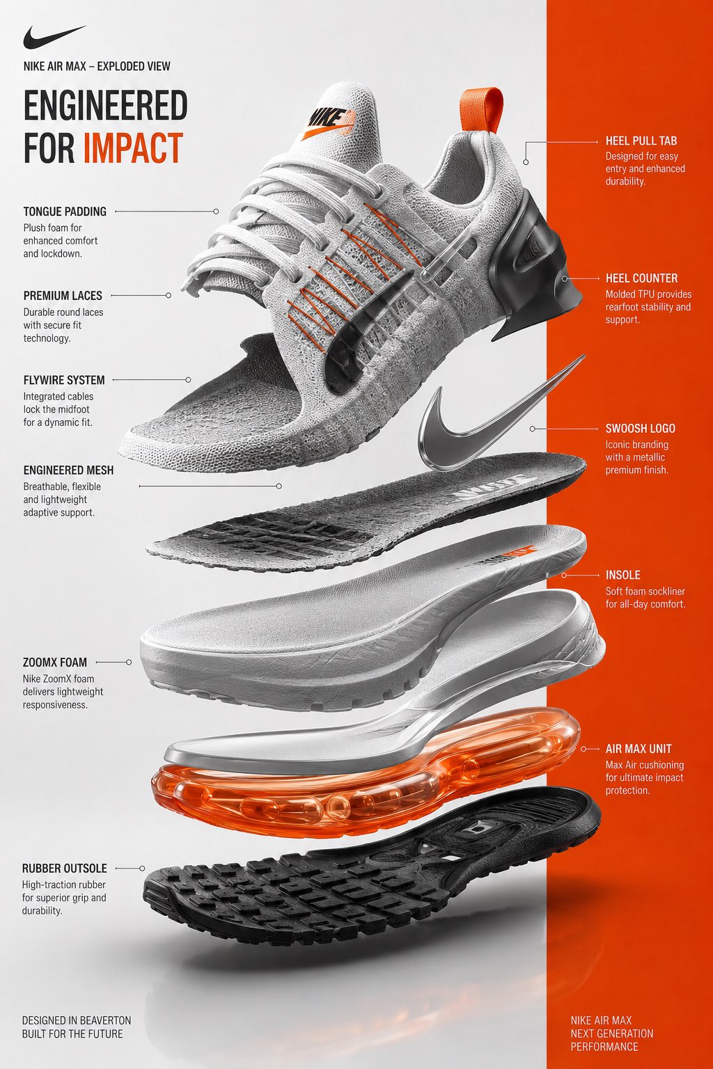 Nike sneaker exploded-view infographic: GPT Image 2 prompt AI image prompt example
