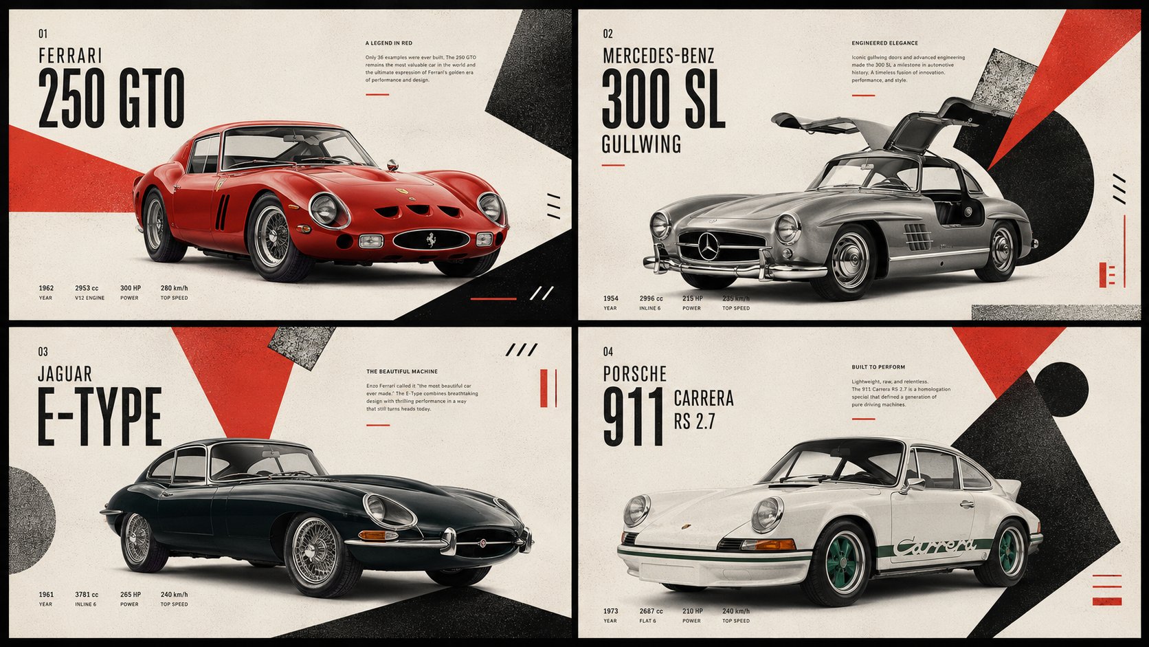 Classic cars constructivist editorial poster: GPT Image 2 prompt AI image prompt example