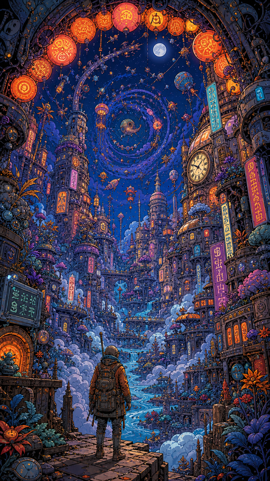 A highly detailed, Moebius-inspired psychedelic graphic novel illustration, ren… AI image prompt example