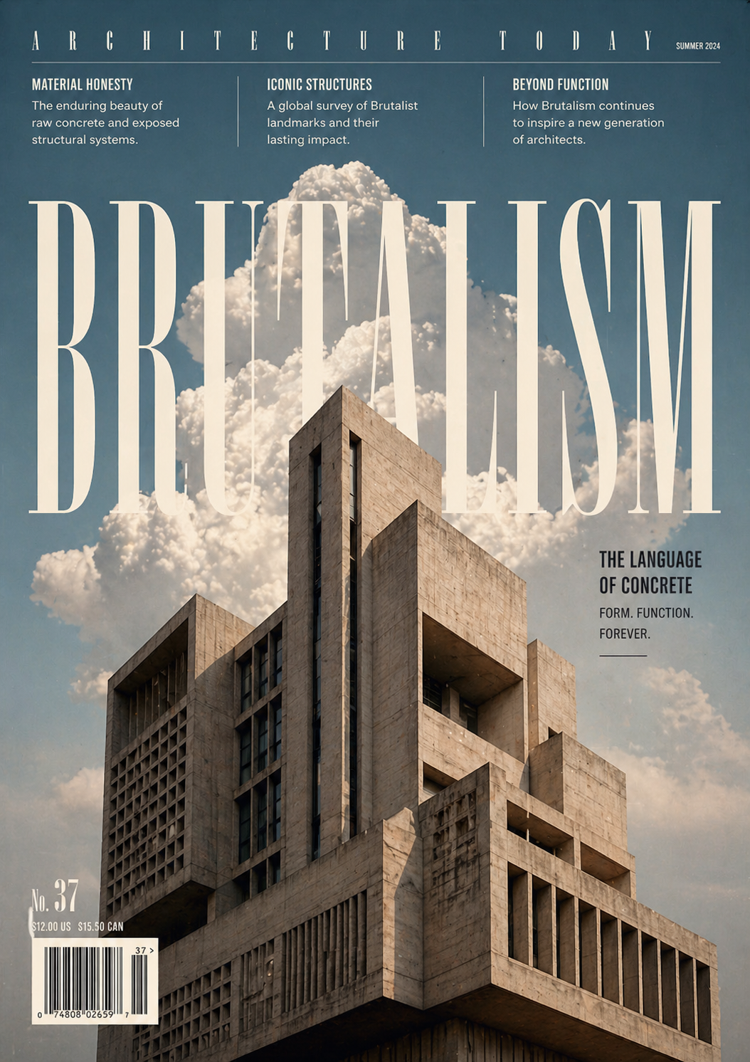 A sophisticated architectural magazine cover featuring [MAIN_SUBJECT] in the st… AI image prompt example