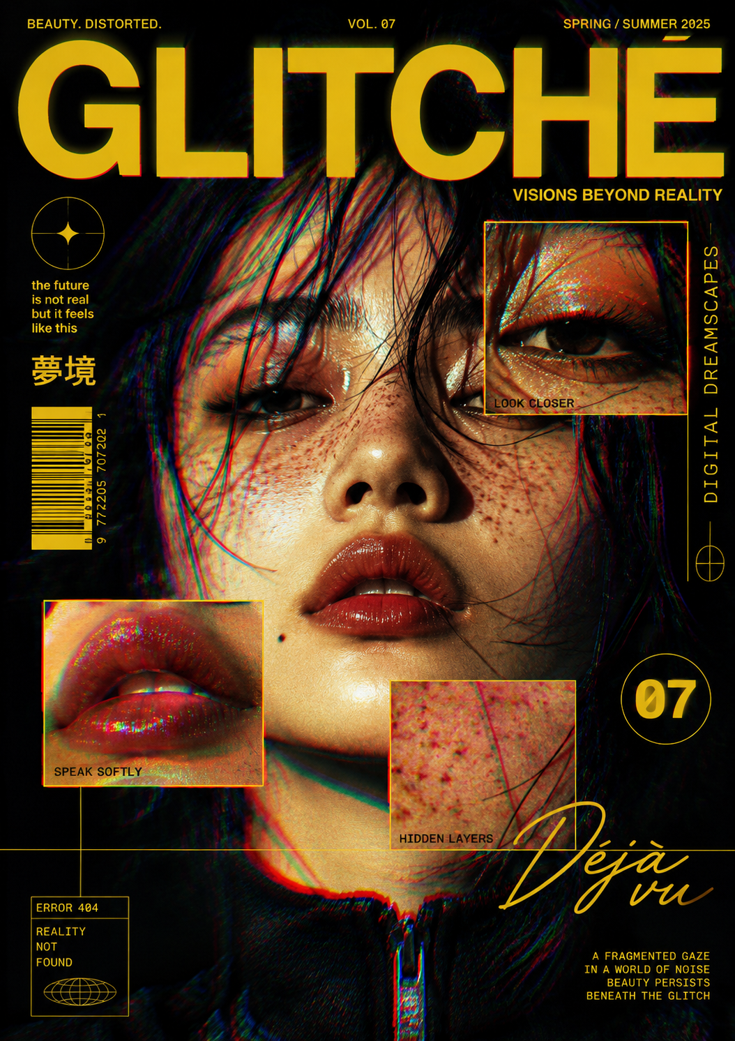 A visually arresting avant-garde editorial magazine cover featuring [MAIN_SUBJE… AI image prompt example