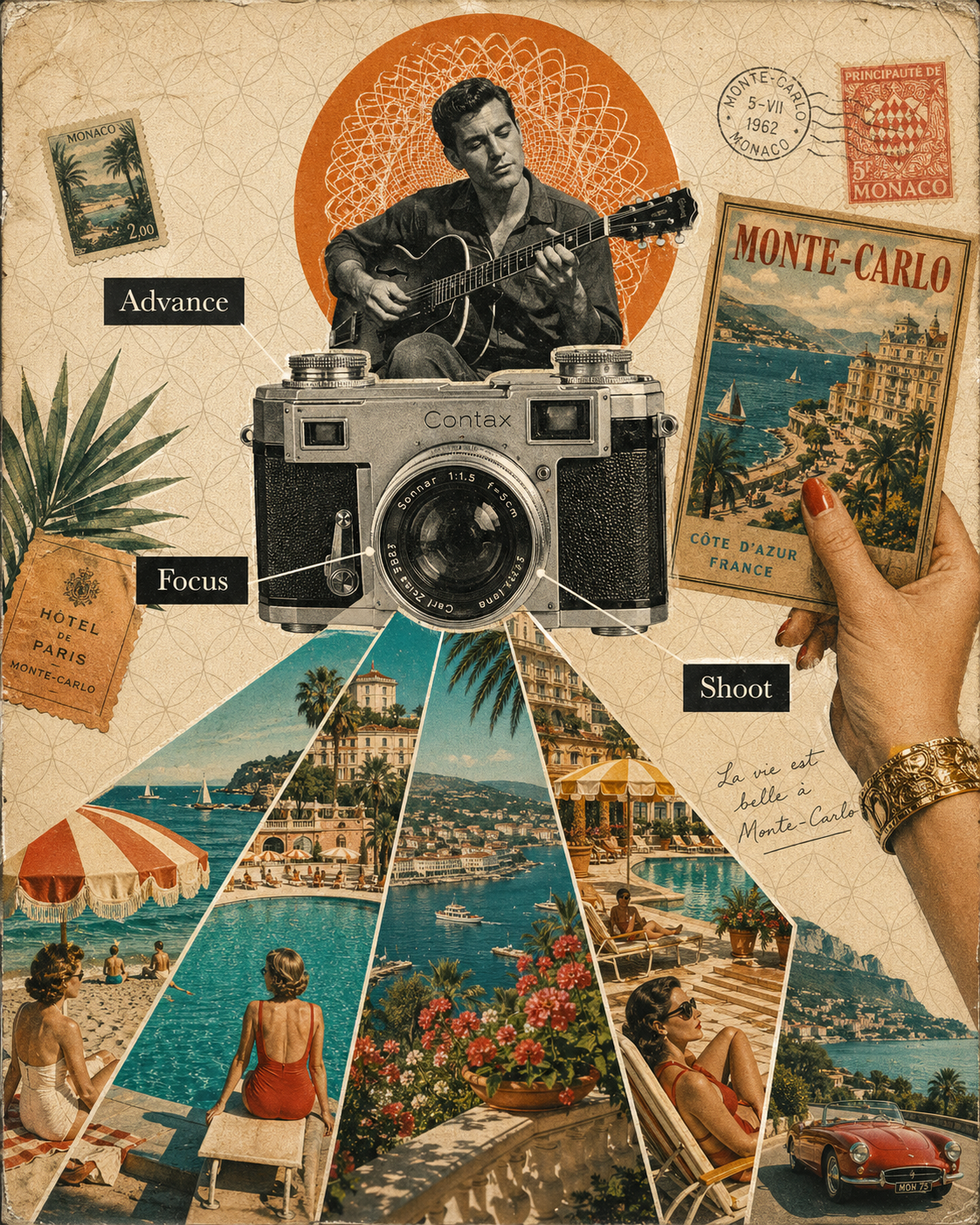 A whimsical and nostalgic vintage mixed-media collage with a playful [MOOD], bl… AI image prompt example