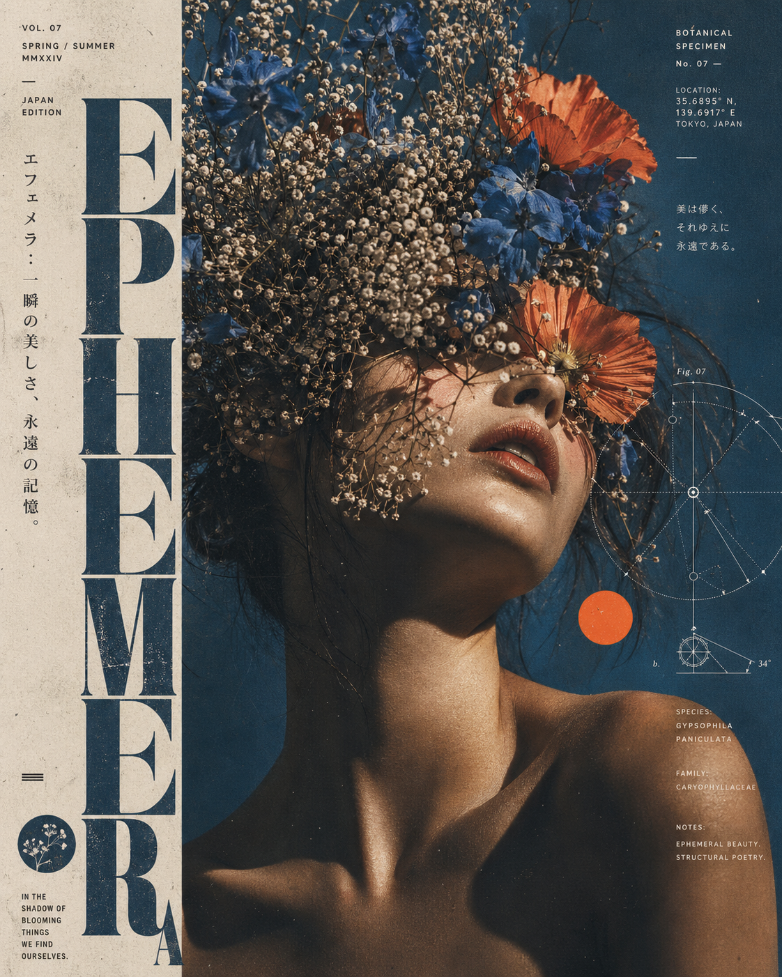 A sophisticated modern editorial graphic poster in a high-fashion cinematic sty… AI image prompt example