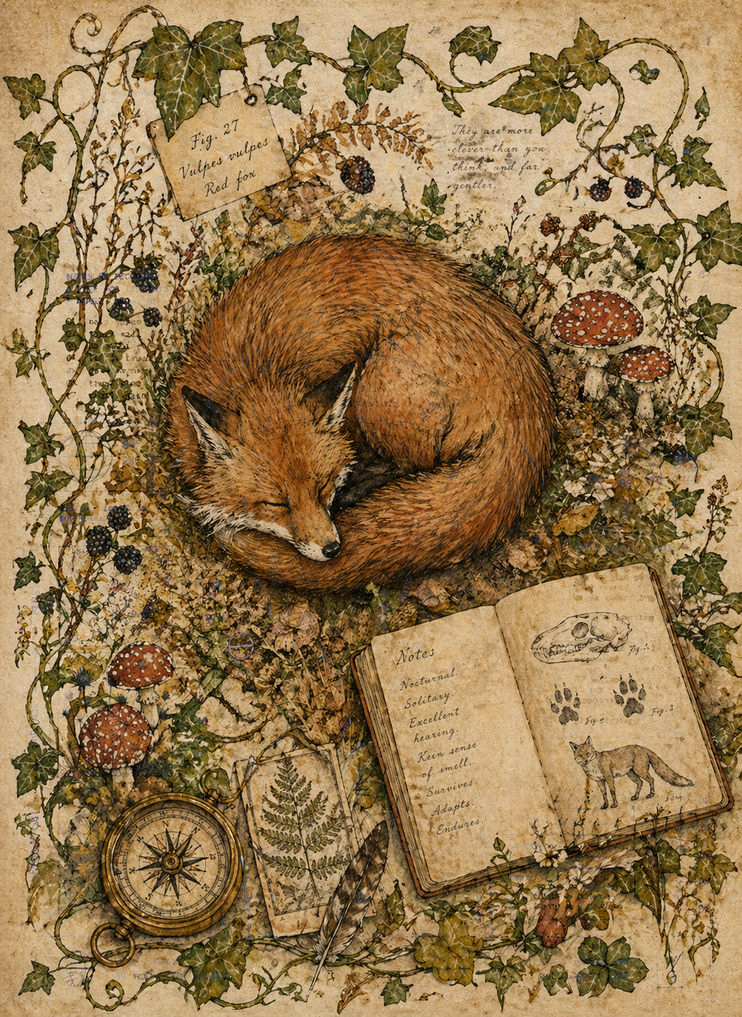 A highly detailed vintage botanical illustration-style artwork of [MAIN_SUBJECT… AI image prompt example