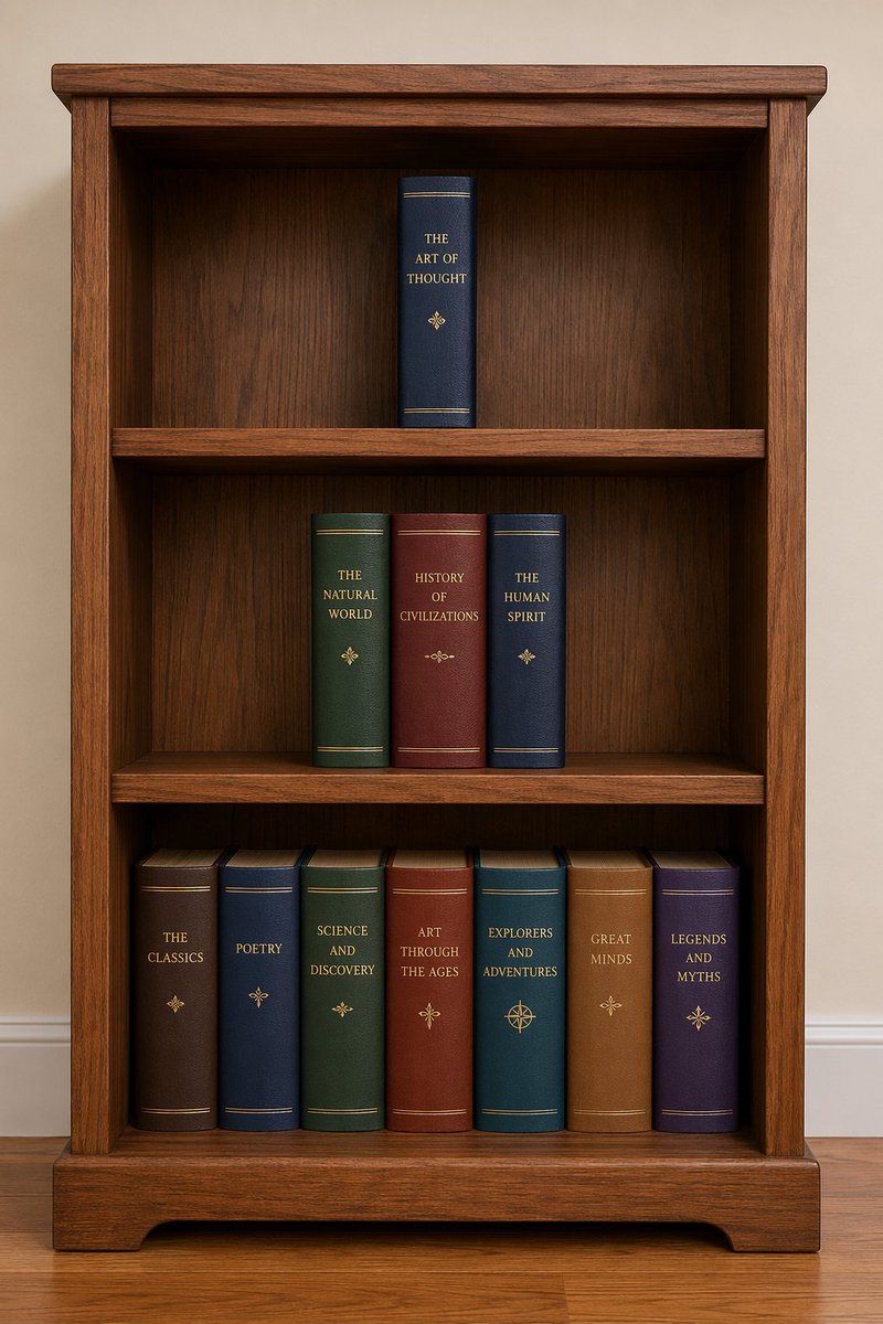 Wooden bookshelf with 1-3-7 books: GPT Image 2 prompt AI image prompt example
