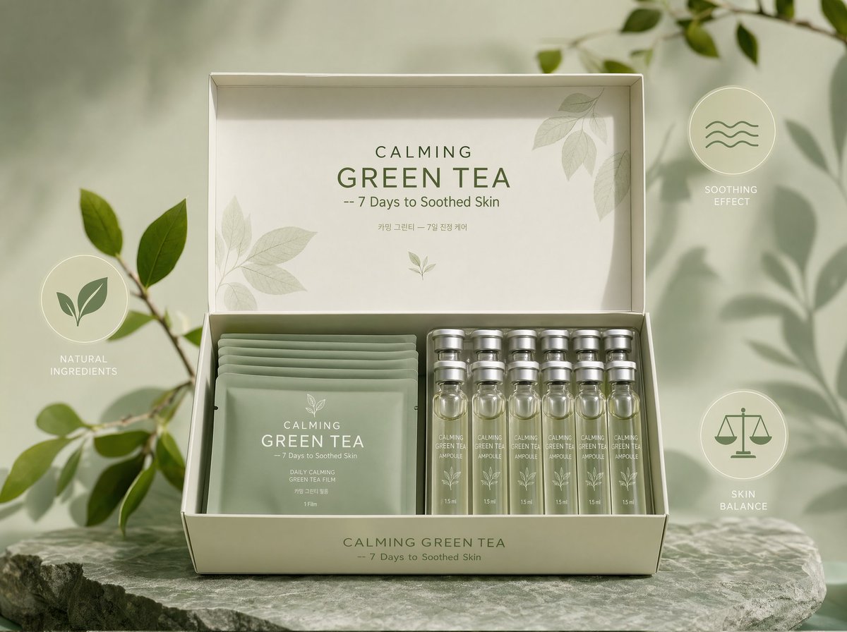 Green tea film kit packaging: GPT Image 2 prompt AI image prompt example