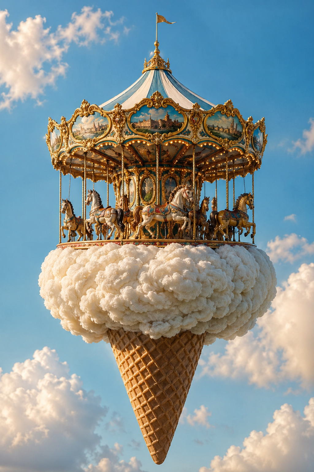 A high-detail photograph features [MAIN_SUBJECT], transformed into an ornate ca… AI image prompt example