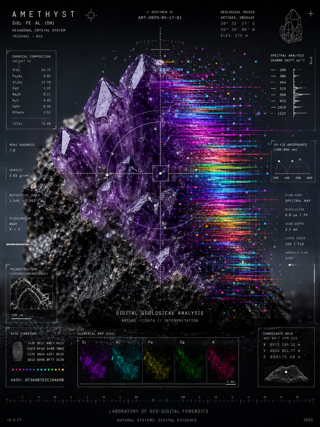 A conceptual [MOOD] editorial poster design that fuses high-resolution geologic… AI image prompt example