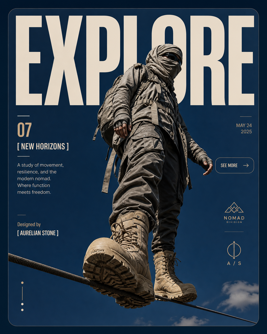 An editorial graphic design composition and high-end layout presented on a deep… AI image prompt example